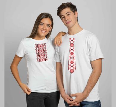 Тениски за двойки с щампа шевица