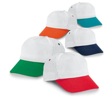 Бяла шапка с цветна козирка