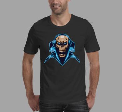 Тениска с щампа Skull & blue headphones