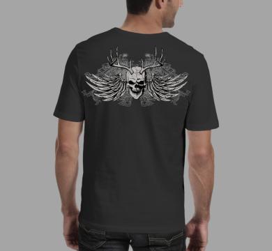 Тениска с щампа Skull with wings and horns