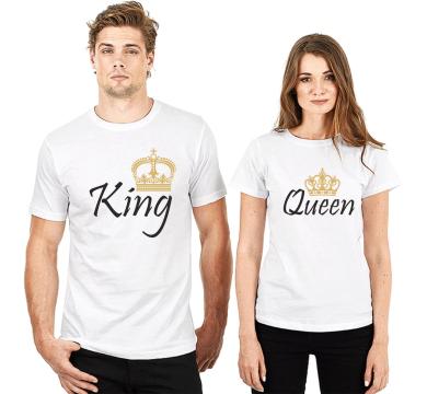 Тениски за двойки с щампи King & Queen
