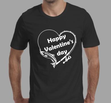 Тениска с щампа Happy Valentine's day for fisherman